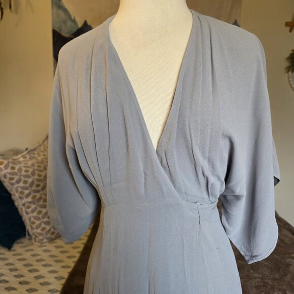 Reformation Winslow Wrap Maxi Dress Fog Gray Size S Kimono Sleeve Boho Long Gown - Picture 10 of 16